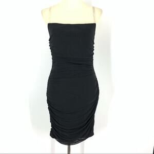 Fashion Nova Black Ruched Mini Bodycon Dress Women’s Size Small